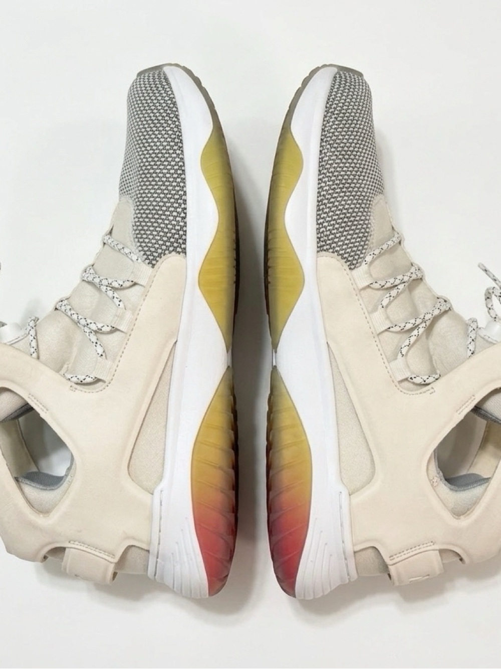 Nike Men's Cream Knit & Suede Athletic Sneakers with Gradient Outsole